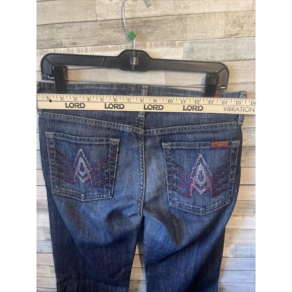 7 for all mankind women’s jeans Bootcut rinestone pockets dark wash size 28 - Picture 8 of 9